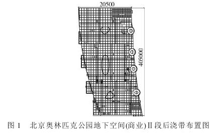 图1北京奥林匹克公园地下空间(商业)ii段后浇带布置图